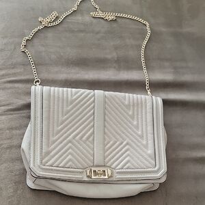 Rebecca Minkoff White Quilted Shoulder Bag with Gold Chain
